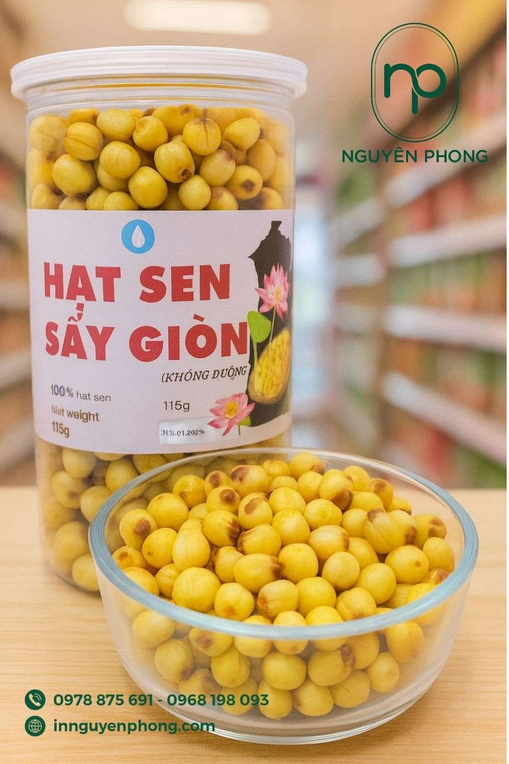 Mẫu tem nhãn hạt sen sấy đơn giản 